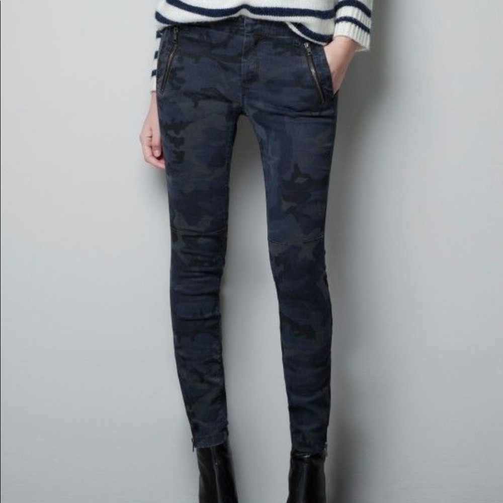 Zara Blogger Favorite Blue Camouflage Pant